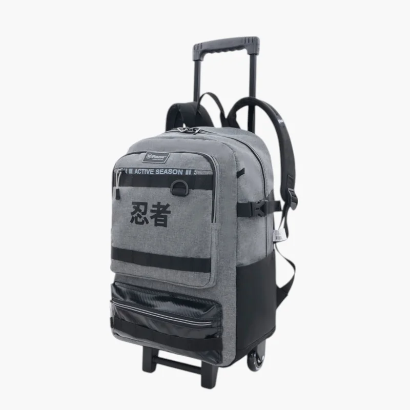 PAUSE Printed Trolley Backpack for Kids - Grey